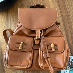 Gucci Tan Leather Backpack